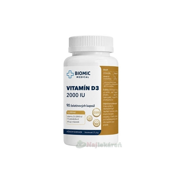 BIOMIC Vitamín D3 2000 IU 90 želatínových kapsúl