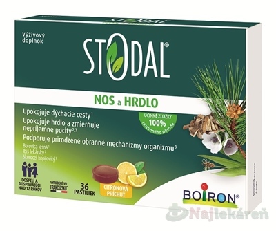 STODAL Nos a hrdlo pastilky citrónová príchuť 36 kusov kúpite na Najlekaren.eu