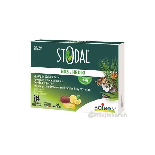 STODAL Nos a Hrdlo pastilky citrónová príchuť 36 ks