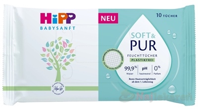 HiPP BABYSANFT SOFT & PUR Čistiace vlhčené obrúsky 10 ks kúpite na Najlekaren.eu