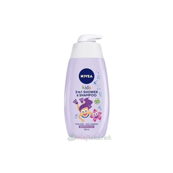 NIVEA Kids 2in1 Detský sprchový gél Girl 500ml