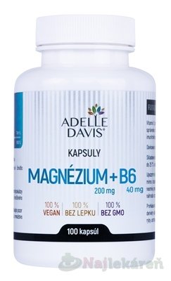 E-shop ADELLE DAVIS Magnézium (200 mg) + B6 (40 mg) 100 kapsúl