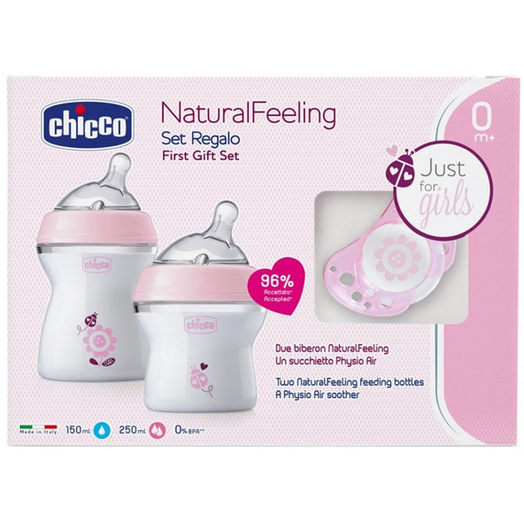 CHICCO Darčekový set Natural Feeling + Air cumlík - dievča