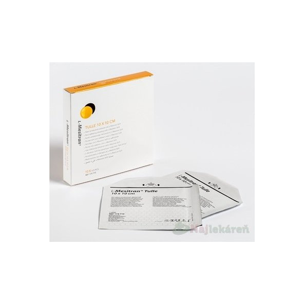 L-Mesitran TULLE sterilné nepriľnavé krytie na rany, polyetylénové, napustené gélom, 10x10cm, 10ks
