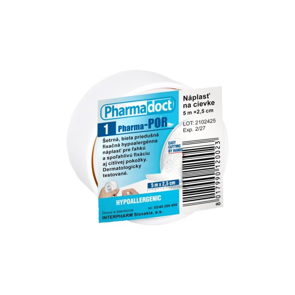 Pharmadoct nápl.na cievke biela hypoalerg 2.5cmx5m