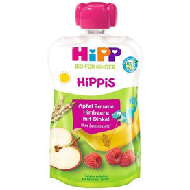 HiPP Kapsička BIOies jablko-banán-maliny-celozrnné obilniny 12m+ 100g