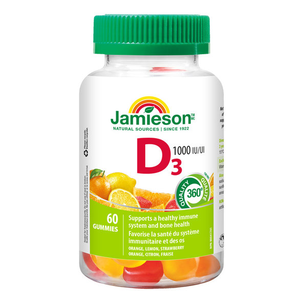 Jamieson Vitamín D3 1000 IU na imunitu 60 želatínové pastilky