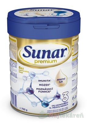 E-shop Sunar Premium 3 mliečna výživa v prášku pre malé deti od 12. mesiaca 700g