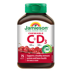 Jamieson Vitamíny C a D3 500 mg/ 500 IU 75 tablety na cmúľanie