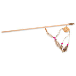 Hračka Ecomfy Gaia udica pre mačky ratan, korálky 50 cm