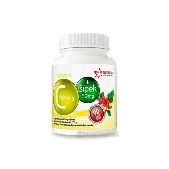 NUTRICIUS Vitamín C 1000 mg + šípka 50 mg tbl 1x90 ks