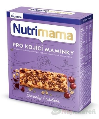 E-shop Nutrimama CEREÁLNE TYČINKY Brusnice a čokoláda (pre dojčiace matky), 5x40g (200g)