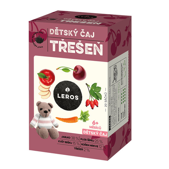 LEROS DETSKÝ ČAJ ČEREŠŇA nálevové vrecká (od 6+ mesiacov) 20 x 2 g (40 g)