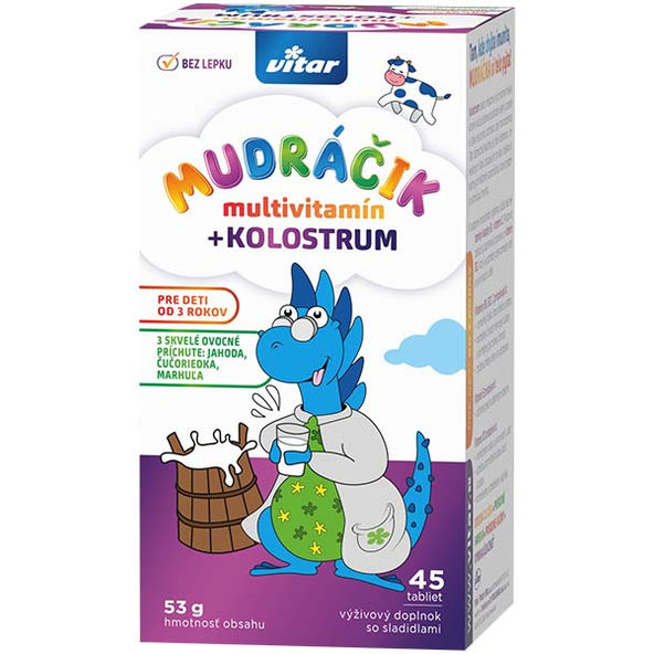 VITAR MUDráčik multivitamín + kolostrum tbl, zmes 3 príchutí 1x45 ks