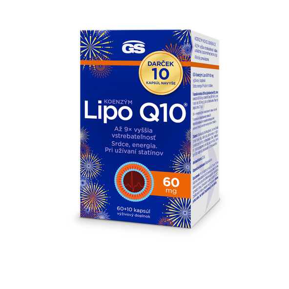GS Koenzým Lipo Q10 60 mg Darček 60 + 10 kapsúl navyše