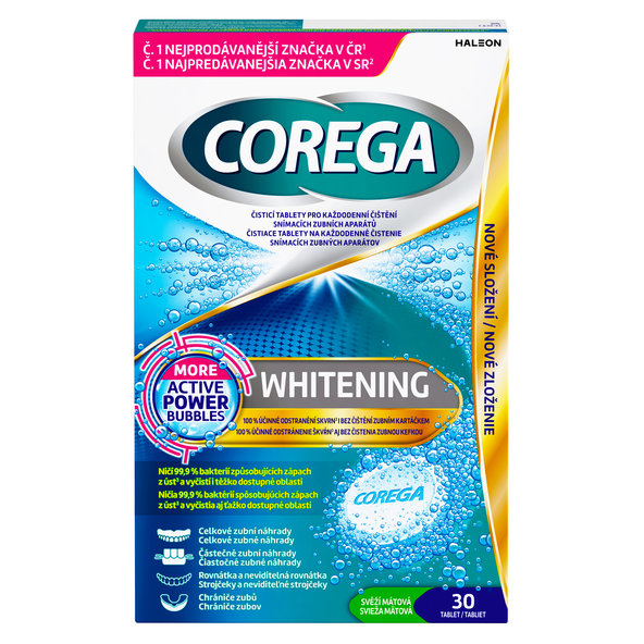 COREGA Whitening antibakteriálne čistiace tablety 30 ks