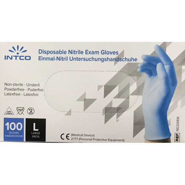 Intco Nitrilové medicínske rukavice bez púdru L, 100ks