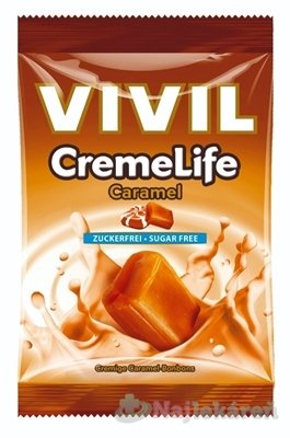E-shop VIVIL BONBONS CREME LIFE Caramel, drops so smotanovo karamelovou príchuťou, bez cukru 60g