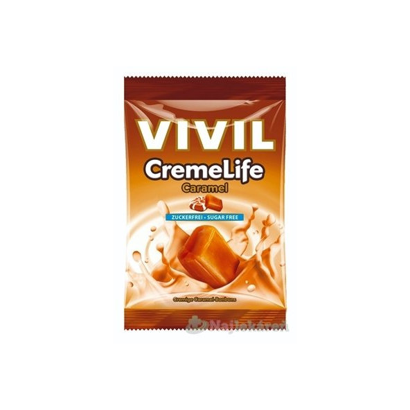 VIVIL BONBONS CREME LIFE Caramel, drops so smotanovo karamelovou príchuťou, bez cukru 60g