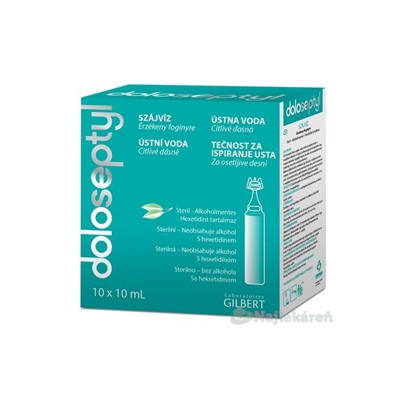 doloseptyl ústna voda pre citlivé ďasná, bez alkoholu 10x10 ml