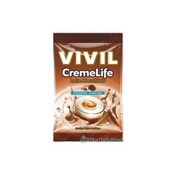 VIVIL BONBONS CREME LIFE Latte Macchiato,drops so smotanovo kávovou príchuťou, bez cukru 60g