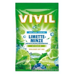VIVIL BONBONS LIMETTE-MINZE, drops s príchuťou limetka a pepermint s vitamínom C, bez cukru, 60g
