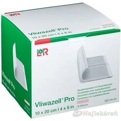 E-shop Vliwazell Pro Krytie na rany superabsorpčné, sterilné, 10x20cm, 10ks