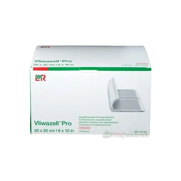 Vliwazell Pro Krytie na rany superabsorpčné, sterilné, 20x25cm, 10ks