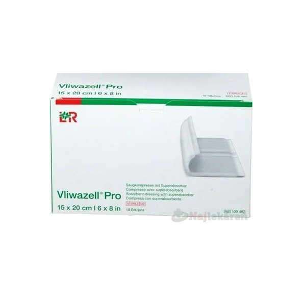 Vliwazell Pro Krytie na rany superabsorpčné, sterilné, 15x20cm, 10ks