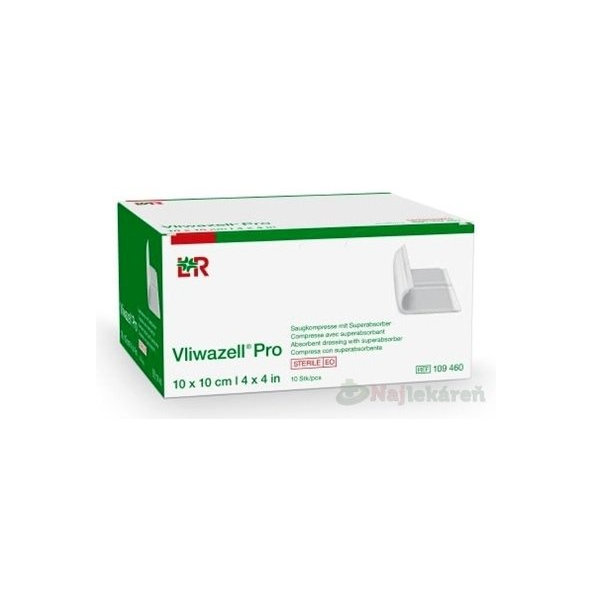 Vliwazell Pro Krytie na rany superabsorpčné, sterilné, 10x10cm, 10ks