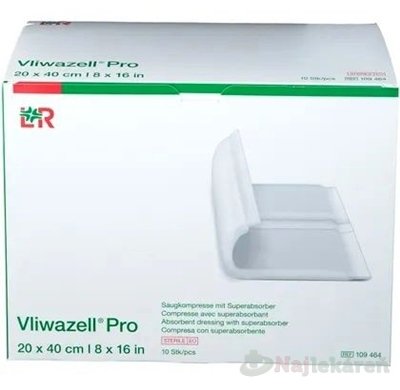 E-shop Vliwazell Pro Krytie na rany superabsorpčné, sterilné, 20x40cm, 10ks