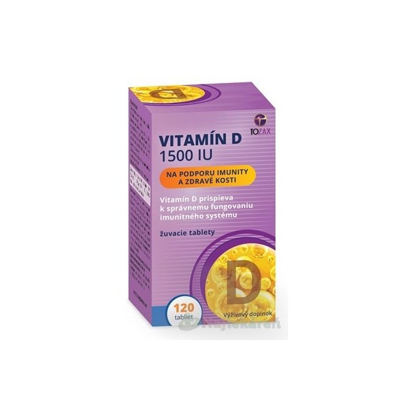 TOZAX Vitamín D 1500 IU žuvacie tablety 1x120 ks