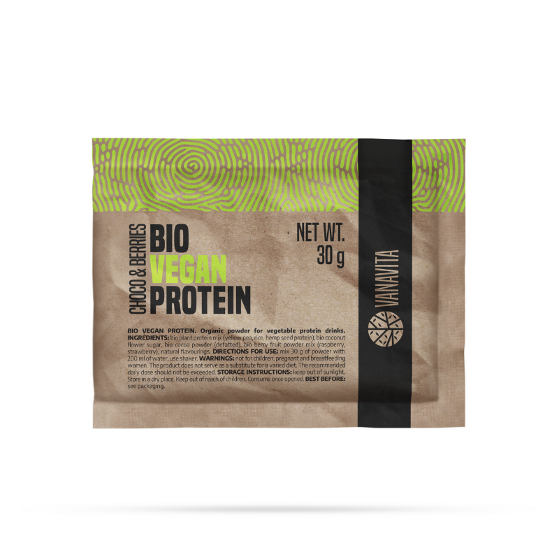 E-shop Vzorka Bio Vegan Protein - VanaVita, príchuť čokoláda a bobule, 30g