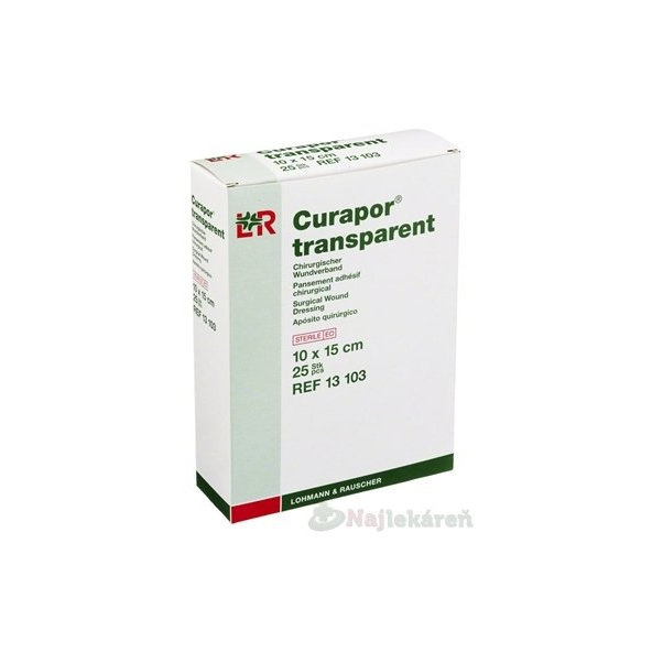 CURAPOR KRYTIE NA RANY TRANSPARENT 10x15cm sterilné, vodeodolné 25ks