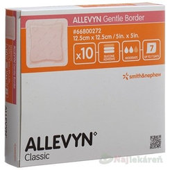 ALLEVYN Gentle Border Krytie na rany 12,5x12,5cm, adhezívne penové krytie so silikónovým gél 10ks