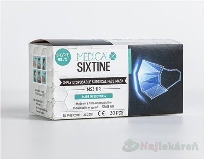 E-shop MEDICAL SIXTINE jednorázové chirurgické rúško MS3-IIR 30ks