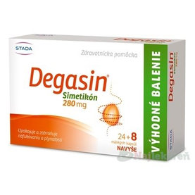 Degasin 280 mg znižuje množstvo plynu, nadúvanie a plynatosť 32 kapsúl
