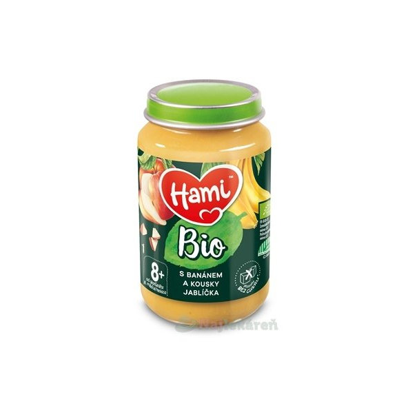 Hami ovocný príkrm BIO S banánom a kúskami jabĺčka (od ukonč. 8. mesiaca) 190 g