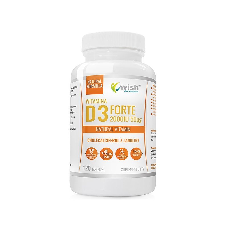 E-shop WISH Vitamín D3 Forte 2000IU Cholekalciferol z lanolínu 120tbl