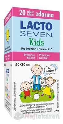 Vitabalans LACTOSEVEN Kids žuvacie tablety (50 + 20 zdarma) 70 tabliet