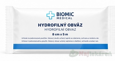 BIOMIC Obväz hydrofilný sterilný 8 cm x 5 m 1 ks