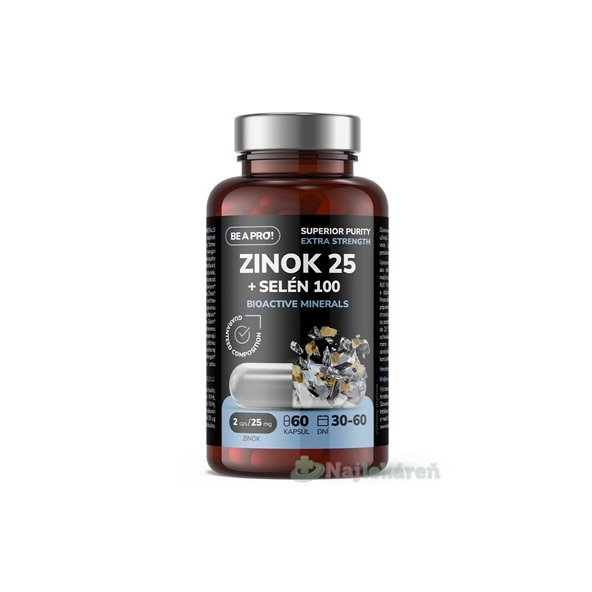 BE A PRO! ZINOK 25 + SELÉN 100 Bioactive minerals 60 kapsúl
