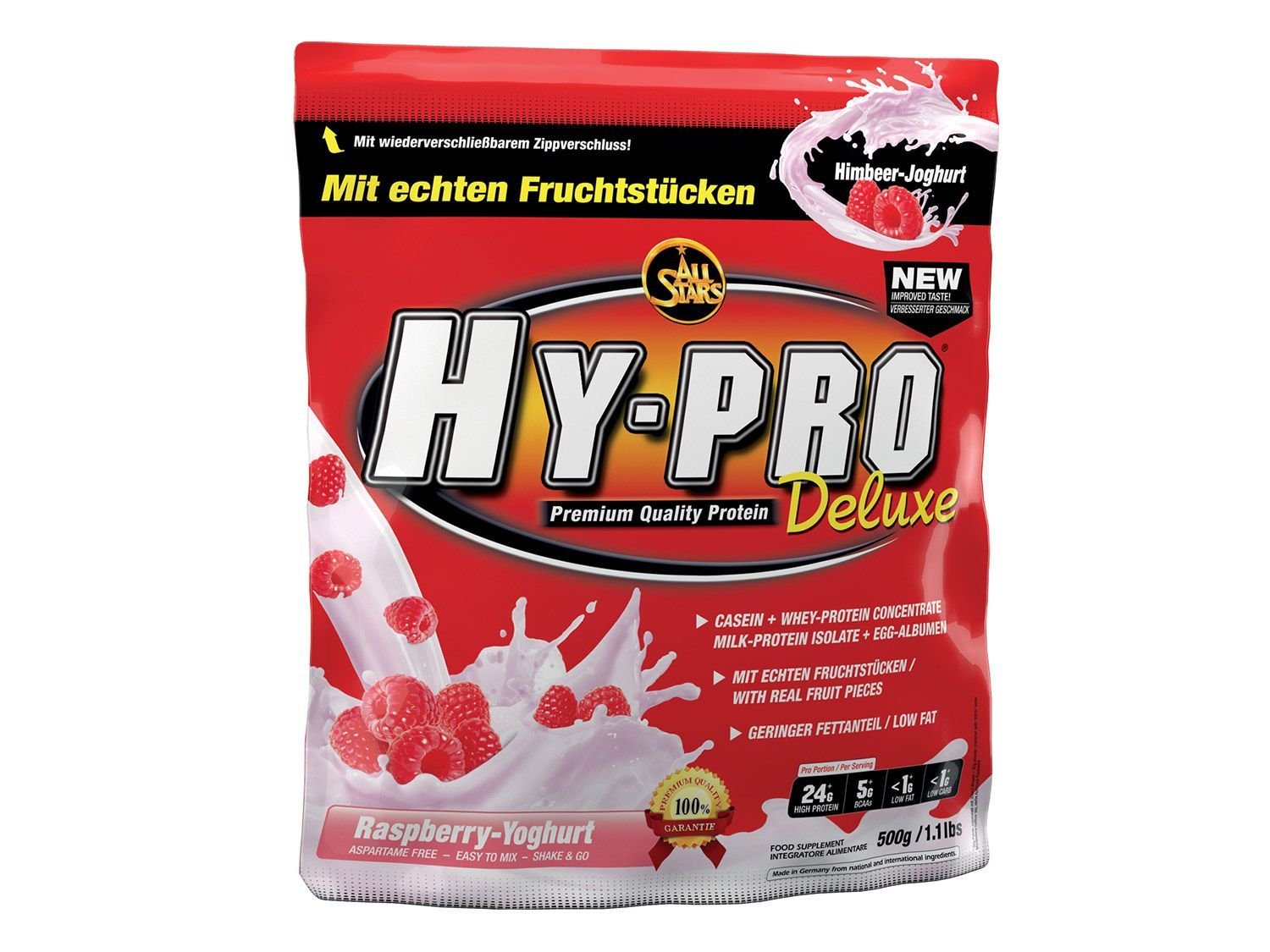 E-shop Proteín Hy-Pro Deluxe 500 g - All Stars, príchuť malinovo-jogurtové smoothie