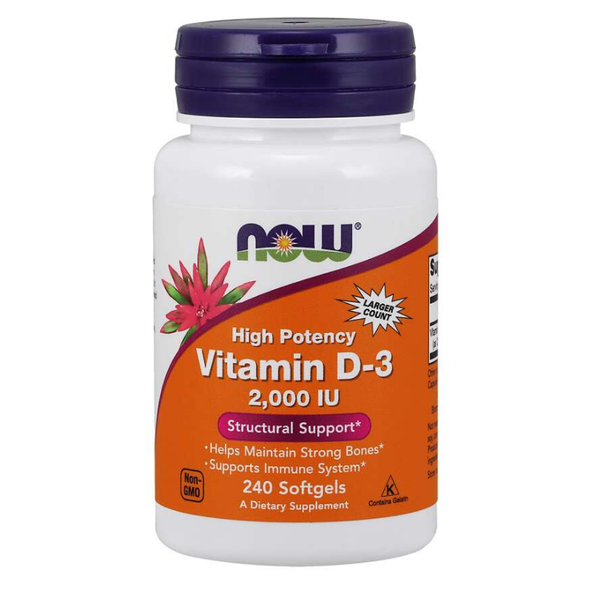 Vitamín D3 2000 IU - NOW Foods, 240cps