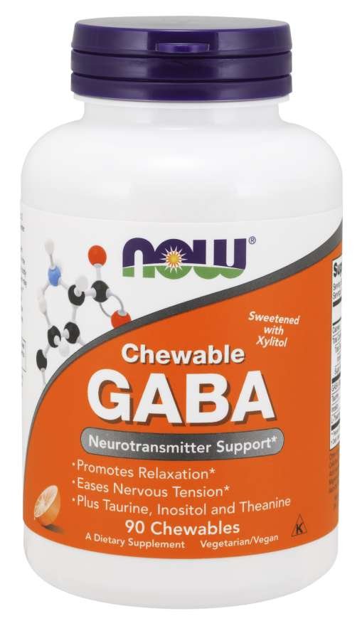 E-shop GABA žuvacie tablety s pomarančovou príchuťou - NOW Foods, 90tbl