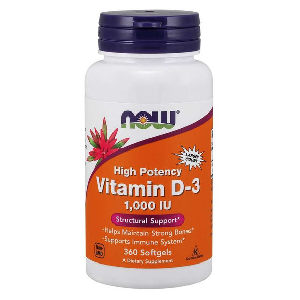 Vitamín D-3 1000 IU - NOW Foods, 360cps