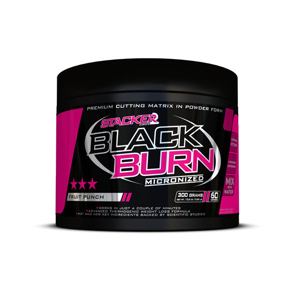 Spaľovač tukov Black Burn Micronized - Stacker2, príchuť citrón limetka, 300g
