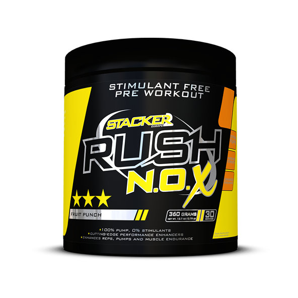 Predtréningový stimulant Rush N.O.X - Stacker2, príchuť tropical, 360g