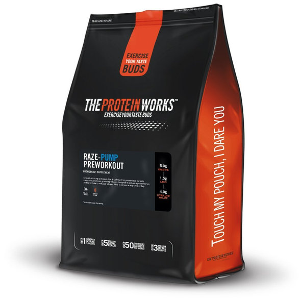 Predtréningový stimulant Raze-Pump™ - The Protein Works, príchuť fresh orange zest, 250g