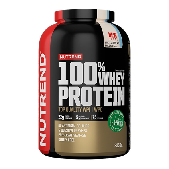 Proteín 100% Whey - Nutrend, príchuť karamelové latté, 2250g